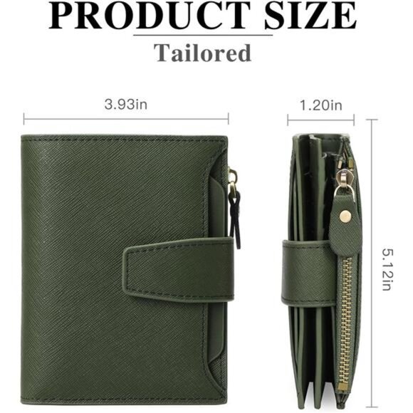 Small Women Wallet Genuine Leather RFID Blocking Bifold Zipper Pocket - Picture 6 of 7